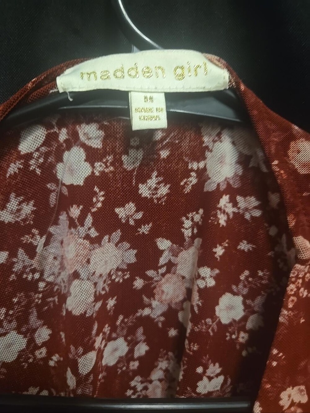 Madden Girl Burgundy Floral 2 Piece Tie Front Top Skirt Set M NWOT - Picture 6 of 8